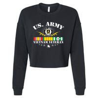 Us Army Vietnam Veteran Usa Flag Vietnam Vet Flag Women Cropped Pullover Crew