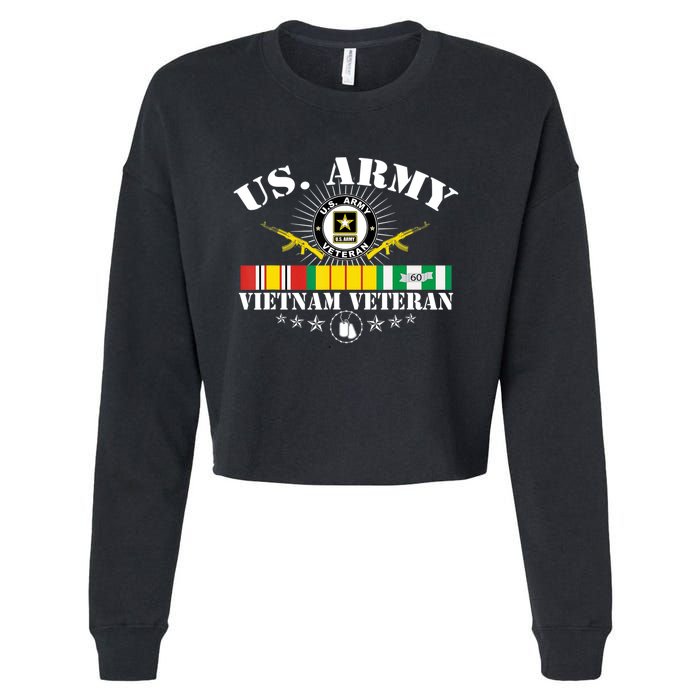 Us Army Vietnam Veteran Usa Flag Vietnam Vet Flag Women Cropped Pullover Crew