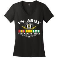 Us Army Vietnam Veteran Usa Flag Vietnam Vet Flag Women Women's V-Neck T-Shirt