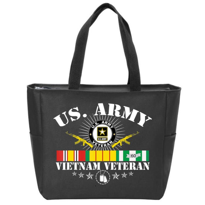 Us Army Vietnam Veteran Usa Flag Vietnam Vet Flag Women Zip Tote Bag