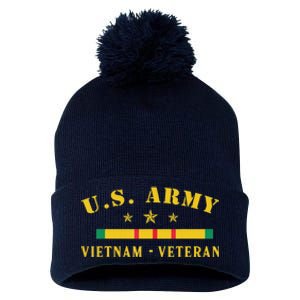 Us Army Vietnam Veteran Pom Pom 12in Knit Beanie