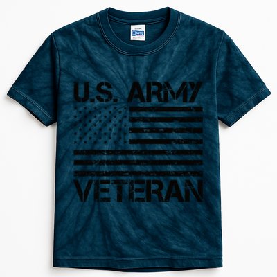 U.S. Army Veteran Flag Army Veterans Gifts Kids Tie-Dye T-Shirt