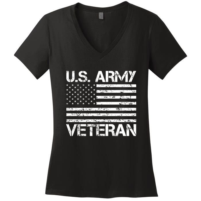 U.S. Army Veteran Flag Army Veterans Gifts Women's V-Neck T-Shirt