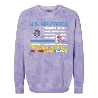 Us Airvietnam Veteran Usaf Veteran Flag Vintage Colorblast Crewneck Sweatshirt