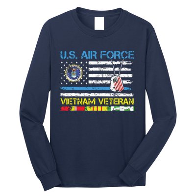 Us Airvietnam Veteran Usaf Veteran Flag Vintage Long Sleeve Shirt