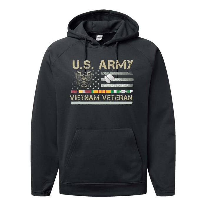 U.S A.R.M.Y Vietnam Veteran Usa Flag Performance Fleece Hoodie