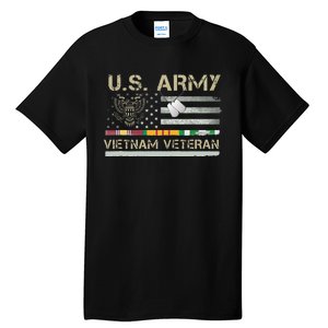 U.S A.R.M.Y Vietnam Veteran Usa Flag Tall T-Shirt