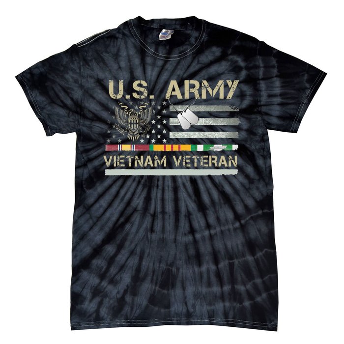 U.S A.R.M.Y Vietnam Veteran Usa Flag Tie-Dye T-Shirt