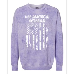 Uss America Veteran Funny Gift Colorblast Crewneck Sweatshirt