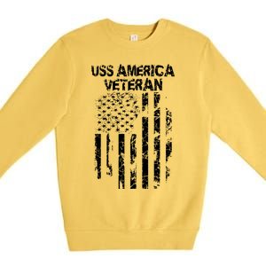 Uss America Veteran Funny Gift Premium Crewneck Sweatshirt