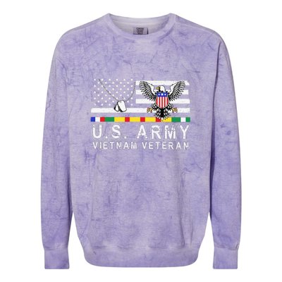 Us Army Vietnam Veteran Usa Flag Patriotic DD214 Colorblast Crewneck Sweatshirt