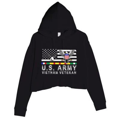 Us Army Vietnam Veteran Usa Flag Patriotic DD214 Crop Fleece Hoodie