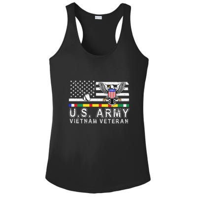 Us Army Vietnam Veteran Usa Flag Patriotic DD214 Ladies PosiCharge Competitor Racerback Tank