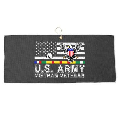 Us Army Vietnam Veteran Usa Flag Patriotic DD214 Large Microfiber Waffle Golf Towel