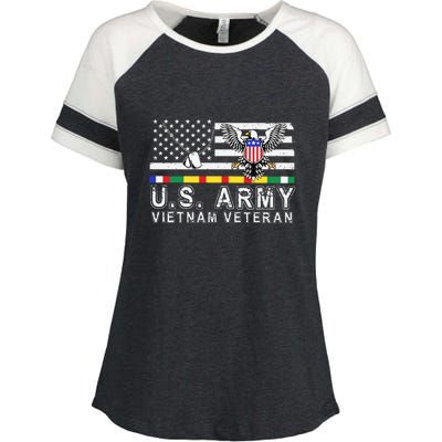 Us Army Vietnam Veteran Usa Flag Patriotic DD214 Enza Ladies Jersey Colorblock Tee