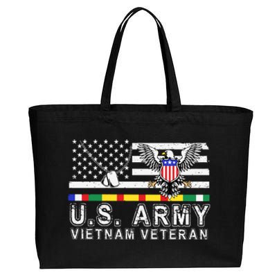 Us Army Vietnam Veteran Usa Flag Patriotic DD214 Cotton Canvas Jumbo Tote