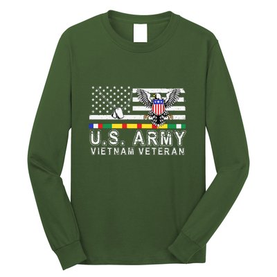 Us Army Vietnam Veteran Usa Flag Patriotic DD214 Long Sleeve Shirt