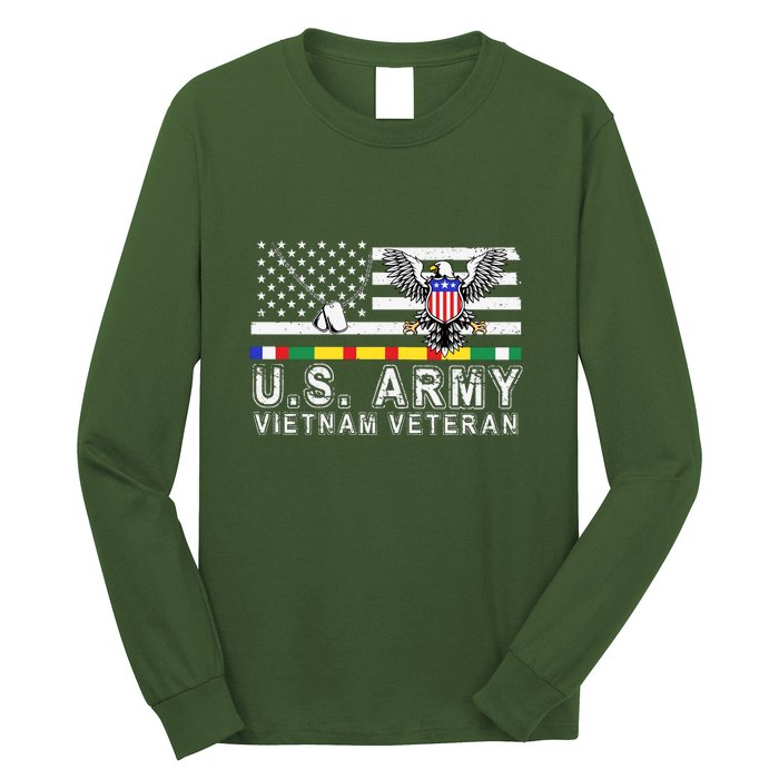 Us Army Vietnam Veteran Usa Flag Patriotic DD214 Long Sleeve Shirt