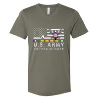 Us Army Vietnam Veteran Usa Flag Patriotic DD214 V-Neck T-Shirt