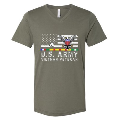 Us Army Vietnam Veteran Usa Flag Patriotic DD214 V-Neck T-Shirt