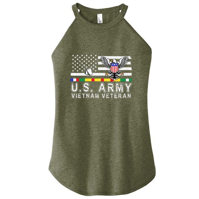 Us Army Vietnam Veteran Usa Flag Patriotic DD214 Women's Perfect Tri Rocker Tank