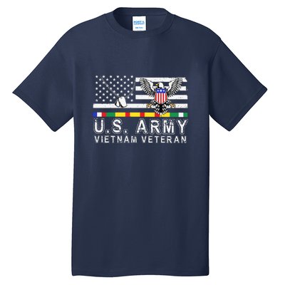 Us Army Vietnam Veteran Usa Flag Patriotic DD214 Tall T-Shirt