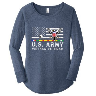 Us Army Vietnam Veteran Usa Flag Patriotic DD214 Women's Perfect Tri Tunic Long Sleeve Shirt