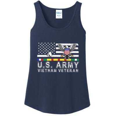 Us Army Vietnam Veteran Usa Flag Patriotic DD214 Ladies Essential Tank