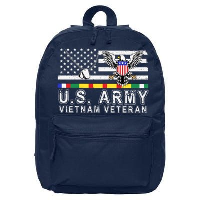 Us Army Vietnam Veteran Usa Flag Patriotic DD214 16 in Basic Backpack