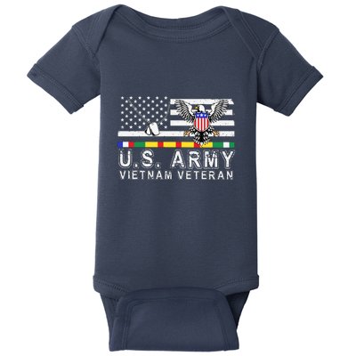 Us Army Vietnam Veteran Usa Flag Patriotic DD214 Baby Bodysuit