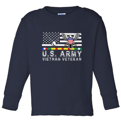 Us Army Vietnam Veteran Usa Flag Patriotic DD214 Toddler Long Sleeve Shirt