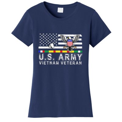 Us Army Vietnam Veteran Usa Flag Patriotic DD214 Women's T-Shirt