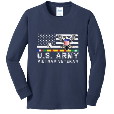 Us Army Vietnam Veteran Usa Flag Patriotic DD214 Kids Long Sleeve Shirt