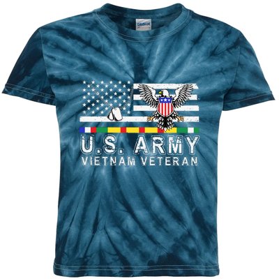 Us Army Vietnam Veteran Usa Flag Patriotic DD214 Kids Tie-Dye T-Shirt