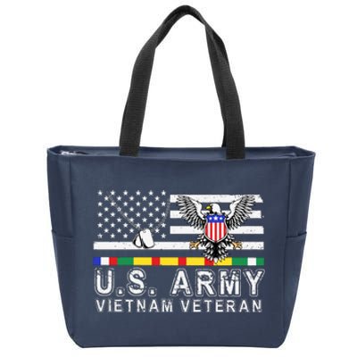 Us Army Vietnam Veteran Usa Flag Patriotic DD214 Zip Tote Bag