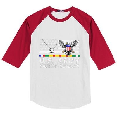 Us Army Vietnam Veteran Usa Flag Patriotic DD214 Kids Colorblock Raglan Jersey