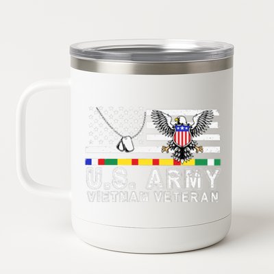 Us Army Vietnam Veteran Usa Flag Patriotic DD214 12 oz Stainless Steel Tumbler Cup