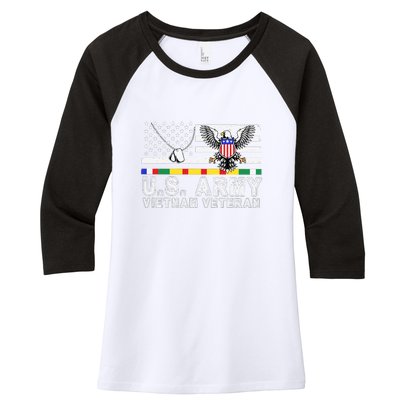 Us Army Vietnam Veteran Usa Flag Patriotic DD214 Women's Tri-Blend 3/4-Sleeve Raglan Shirt