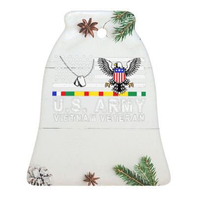 Us Army Vietnam Veteran Usa Flag Patriotic DD214 Ceramic Bell Ornament