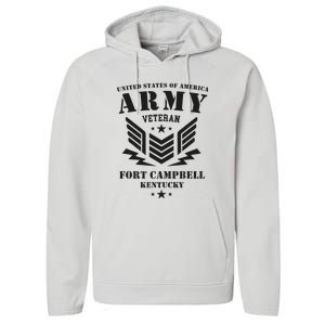 US Army Veteran Fort Campbell Kentucky Performance Fleece Hoodie