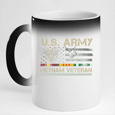 US Army Vietnam Veteran USA Flag Veteran Vietnam Army 11oz Black Color Changing Mug