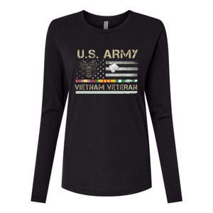 US Army Vietnam Veteran USA Flag Veteran Vietnam Army Womens Cotton Relaxed Long Sleeve T-Shirt