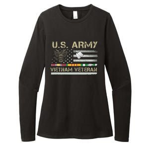 US Army Vietnam Veteran USA Flag Veteran Vietnam Army Womens CVC Long Sleeve Shirt