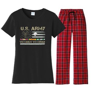 US Army Vietnam Veteran USA Flag Veteran Vietnam Army Women's Flannel Pajama Set