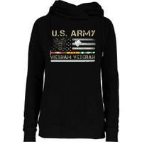 US Army Vietnam Veteran USA Flag Veteran Vietnam Army Womens Funnel Neck Pullover Hood