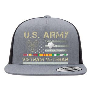 US Army Vietnam Veteran USA Flag Veteran Vietnam Army Flat Bill Trucker Hat