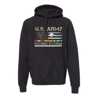 US Army Vietnam Veteran USA Flag Veteran Vietnam Army Premium Hoodie