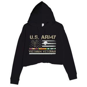 US Army Vietnam Veteran USA Flag Veteran Vietnam Army Crop Fleece Hoodie