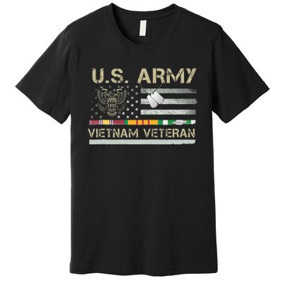 US Army Vietnam Veteran USA Flag Veteran Vietnam Army Premium T-Shirt