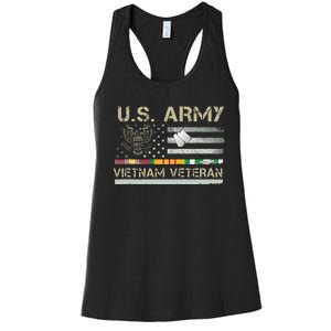 US Army Vietnam Veteran USA Flag Veteran Vietnam Army Women's Racerback Tank